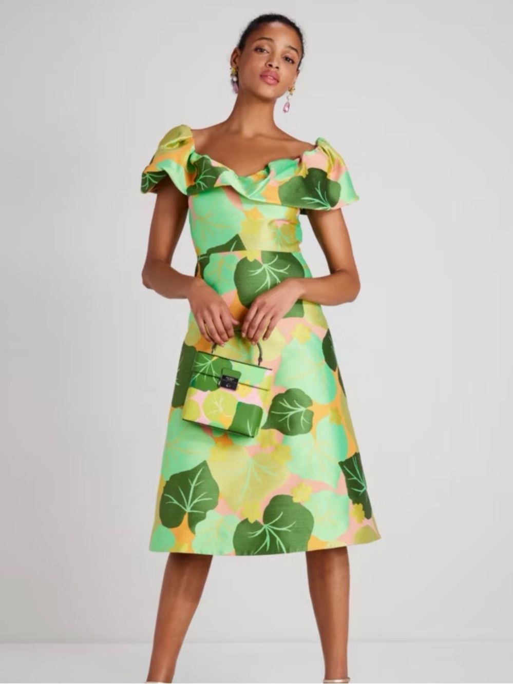 Kate Spade Cucumber Floral Flounce Dress
